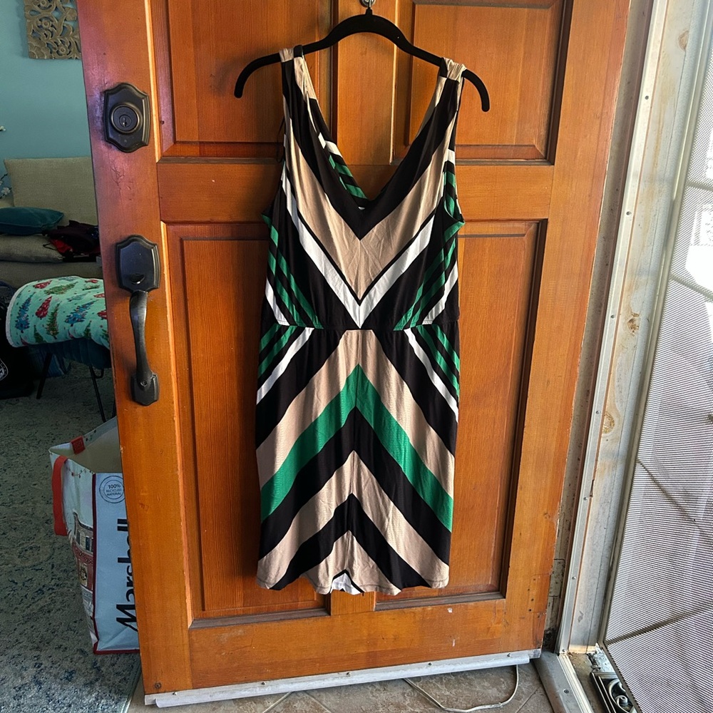 Alyx Striped Mini Dress - Black, Green, Beige